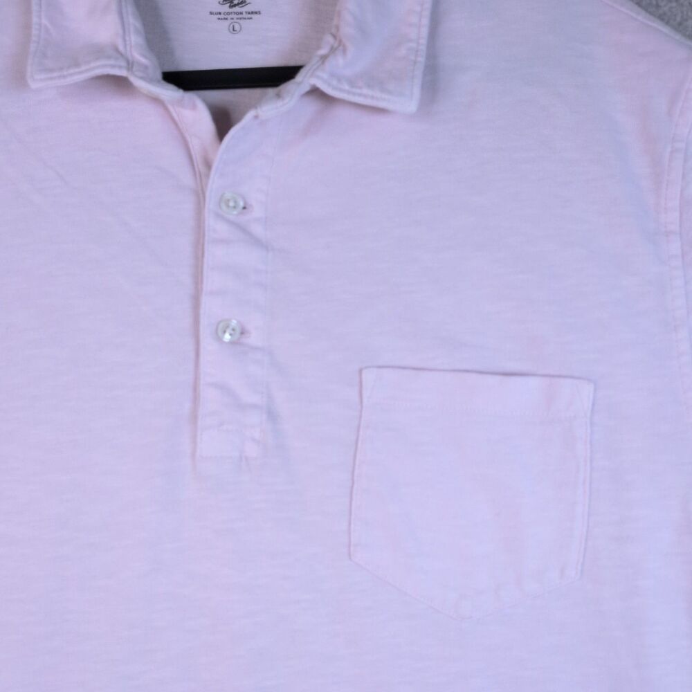 J Crew Womens Large Pink Slub Cotton Garment-Dyed Pocket Polo Shirt Short Sleeve - Picture 5 of 8